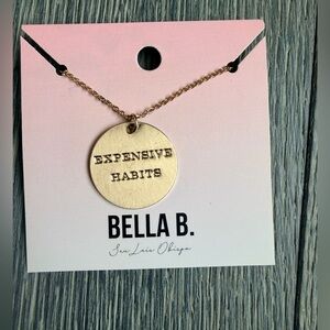Expensive Habits Circle Charm Necklace in Gold